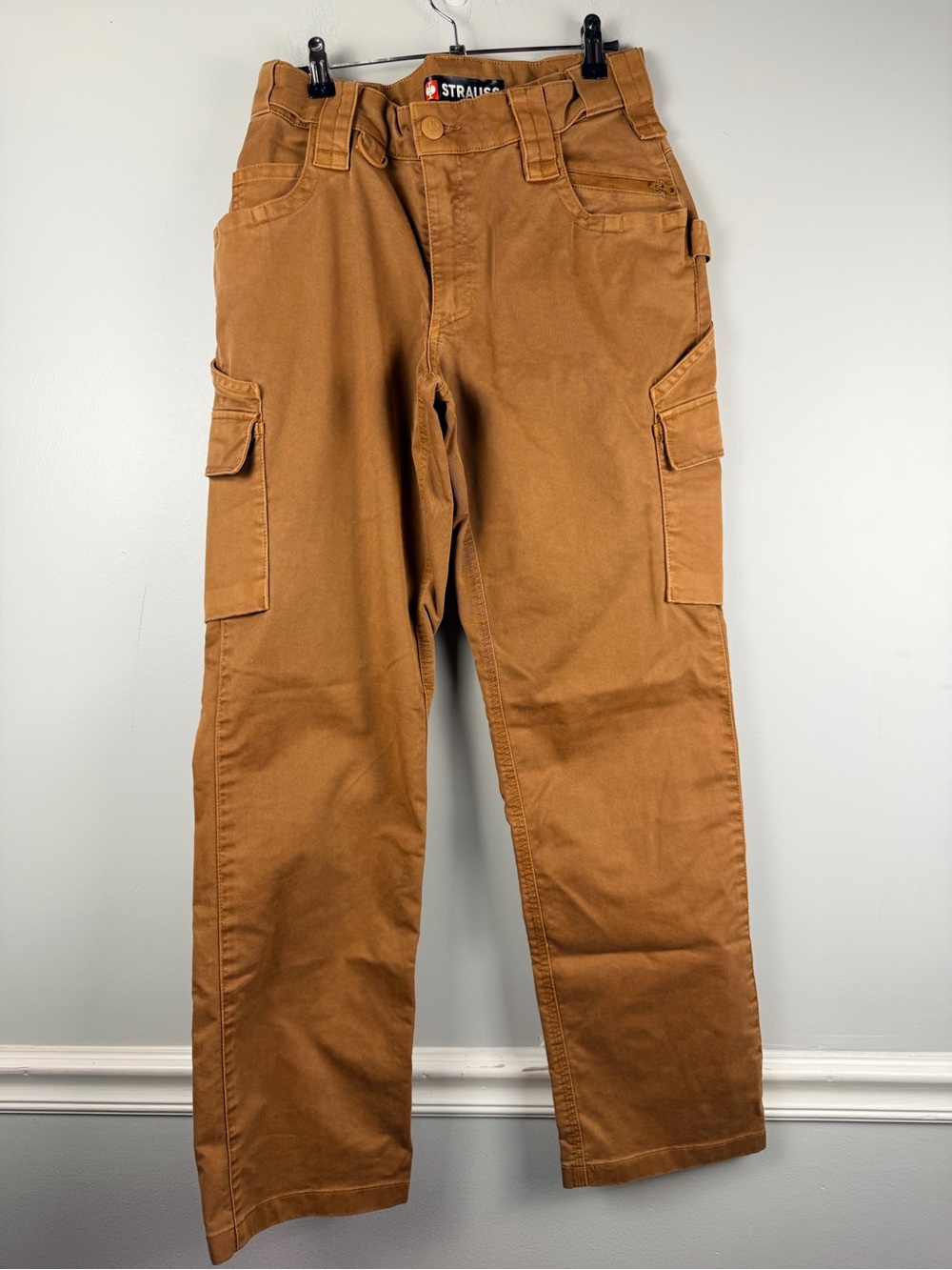 Strauss Men’s TWILL CARGO WORK PANTS E.S.E:PIC in Orange/brown W33 L32
